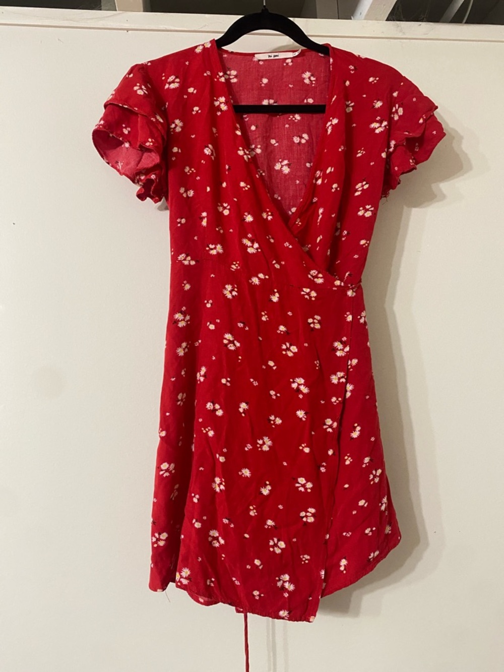 miami Red Floral Wrap Mini Dress